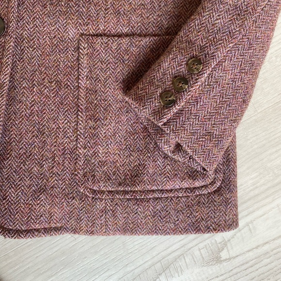 DKNY 100% Wool Jacket Burgundy Houndstooth with Pockets - Picture 12 of 12